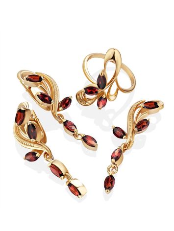Curvaceous Gilded Silver Garnet Ring, Ring Size: 6.5 / 17, image , picture 4
