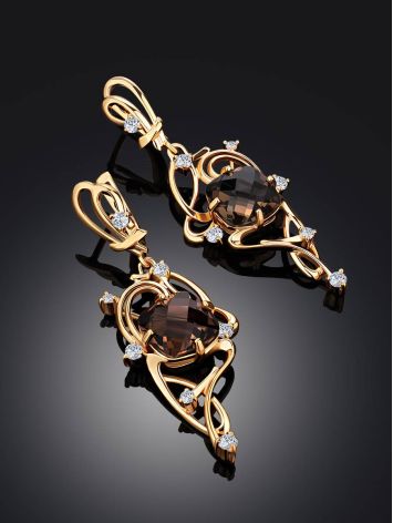 Voluptuous Gilded Silver Smoky Quartz Earrings, image , picture 2