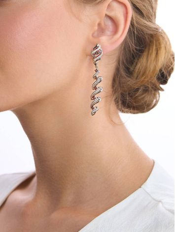 Chic Two Tone Crystal Dangle Earrings, image , picture 3