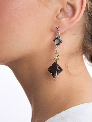 Gorgeous Silver Smoky Quartz Dangle Earrings, image , picture 3