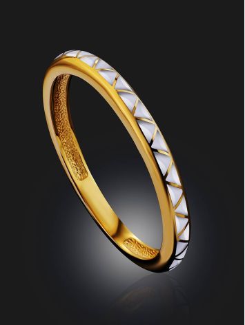 Sleek Slender White Enamel Ring, Ring Size: 6.5 / 17, image , picture 2