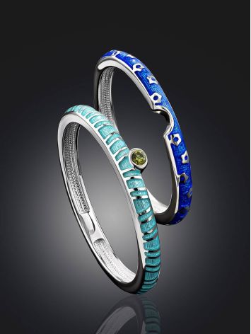 Trendy Silver Enamel Stacking Ring Set, Ring Size: 6.5 / 17, image , picture 2