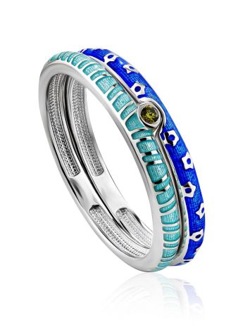 Trendy Silver Enamel Stacking Ring Set, Ring Size: 6.5 / 17, image 