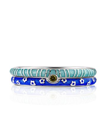 Trendy Silver Enamel Stacking Ring Set, Ring Size: 6.5 / 17, image , picture 4