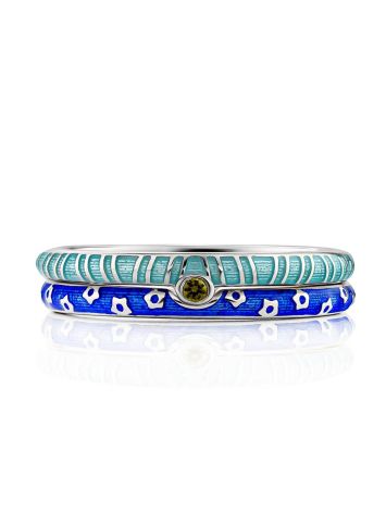 Trendy Silver Enamel Stacking Ring Set, Ring Size: 6.5 / 17, image , picture 4
