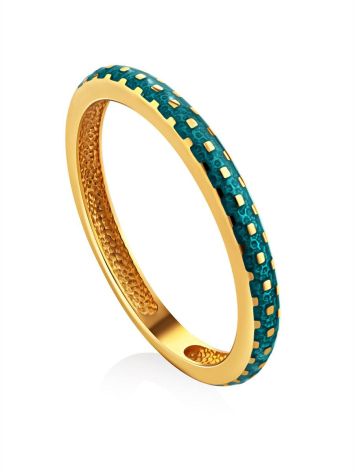 Refined Gilded Silver Enamel Ring, Ring Size: 6.5 / 17, image 