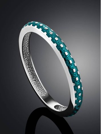 Chic Silver Enamel Ring, Ring Size: 8 / 18, image , picture 2