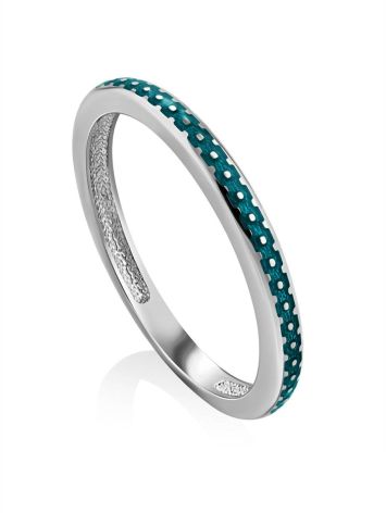 Chic Silver Enamel Ring, Ring Size: 8 / 18, image 