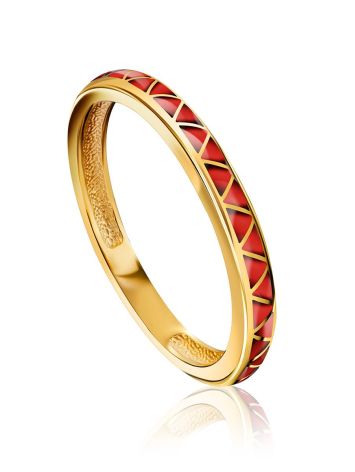 Slender Gilded Silver Enamel Ring, Ring Size: 6.5 / 17, image 