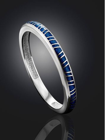 Sleek Silver Enamel Ring, Ring Size: 8 / 18, image , picture 2