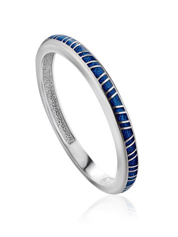 Sleek Silver Enamel Ring, Ring Size: 8 / 18, image 