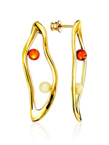 Luminous Gilded Silver Amber Citrine Stud Earrings The Palazzo, image 