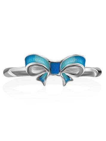 Cute Bow Motif Silver Enamel Ring, Ring Size: 6 / 16.5, image , picture 4