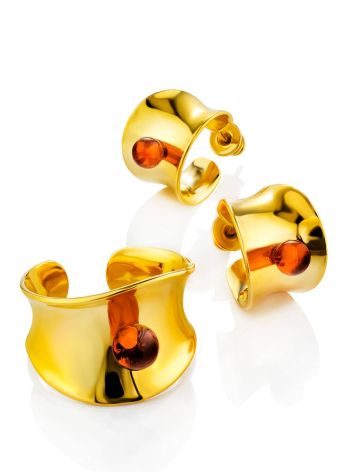 Chunky Gilded Silver Amber Half Hoop Earrings The Palazzo, image , picture 3