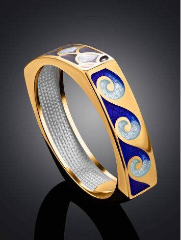 Grecian Pattern Gilded Silver Enamel Ring, Ring Size: 9 / 19, image , picture 2