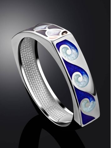 Geometric Silver Enamel Ring, Ring Size: 8 / 18, image , picture 2