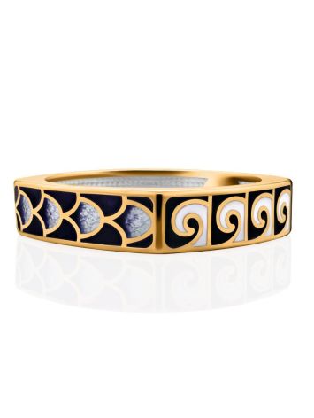 Grecian Pattern Gilded Silver Enamel Ring, Ring Size: 9 / 19, image , picture 3