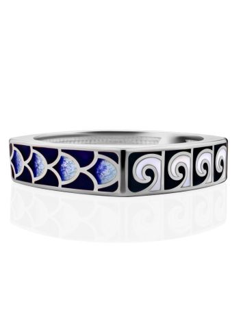 Geometric Silver Enamel Ring, Ring Size: 8 / 18, image , picture 3