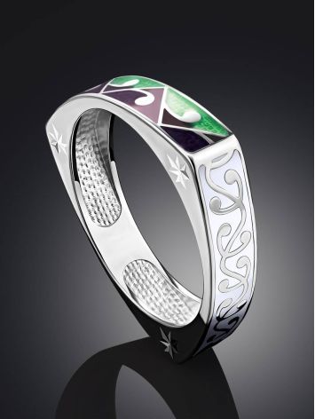 Designer Silver Enamel Ring, Ring Size: 8.5 / 18.5, image , picture 2