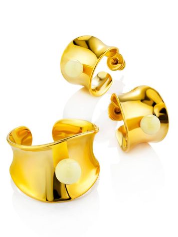 Lustrous Gilded Silver Amber Stud Hoop Earrings The Palazzo, image , picture 3