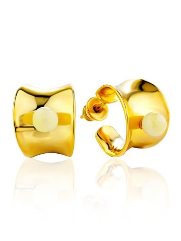 Lustrous Gilded Silver Amber Stud Hoop Earrings The Palazzo, image 