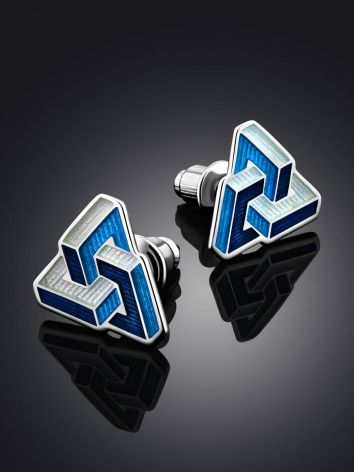 Abstract Design Geometric Enamel Stud Earrings, image , picture 2