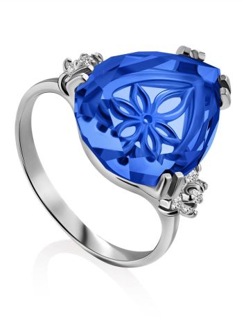 Chic Silver Blue Quartz Ring, Ring Size: 6.5 / 17, image 
