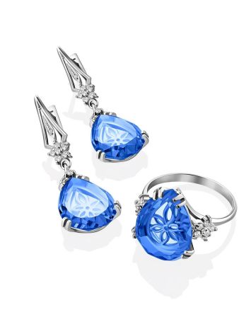 Luminous Blue Quartz Drop Earrings, image , picture 3