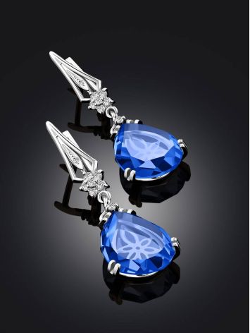 Luminous Blue Quartz Drop Earrings, image , picture 2