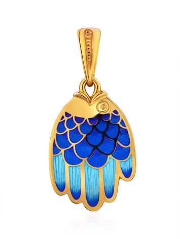 Hamsa Hand Gilded Silver Enamel Pendant, image 