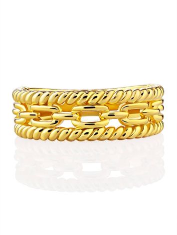 Woven Chain Motif Gilded Silver Ring The ICONIC, Ring Size: 8 / 18, image , picture 3