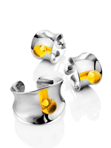 Sterling Silver Amber Stud Earrings The Palazzo, image , picture 3