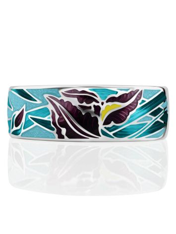Silver Enamel Floral Band Ring, Ring Size: 9 / 19, image , picture 4