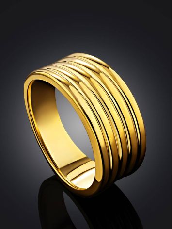 Ribbed Gilded Silver Band Ring The ICONIC, Ring Size: 7 / 17.5, image , picture 2