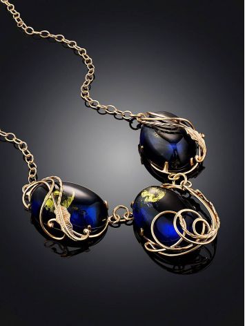 Gorgeous Gilded Silver Amber Necklace The Triumph, Length: 55, image , picture 3