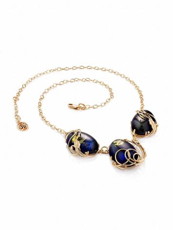 Gorgeous Gilded Silver Amber Necklace The Triumph, Length: 55, image , picture 2