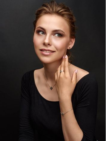 Chic Cross Motif Silver Amber Necklace The Supreme, Length: 49, image , picture 3