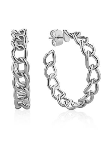 Chain Motif Silver Hoop Earrings The ICONIC, image 