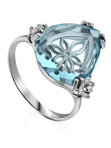 Light Blue Quartz Ring, Ring Size: 8 / 18, image 