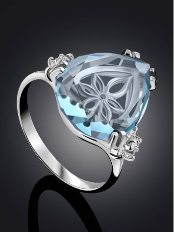 Light Blue Quartz Ring, Ring Size: 8 / 18, image , picture 2