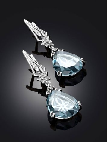 Chic Blue Quartz Drop Earrings, image , picture 2