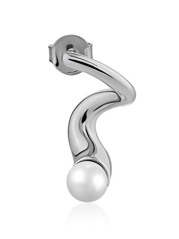 Curvaceous Silver Pearl Mono Earring The Palazzo, image 