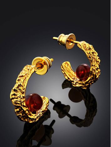 Textured Gilded Silver Amber Half Hoops The Palazzo, image , picture 2