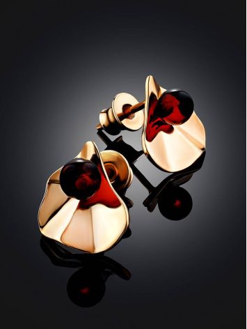 Gilded Silver Amber Stud Earrings The Palazzo, image , picture 2