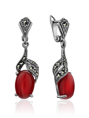 Refined Silver Coral Dangle Earrings With Marcasites The Lace, image 