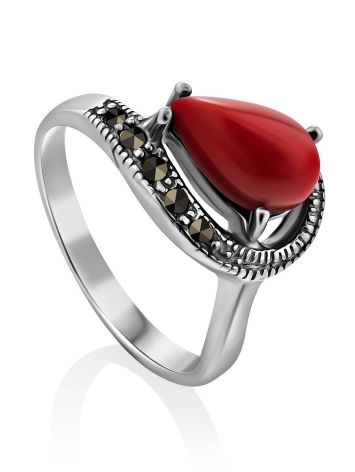 Refined Silver Coral Ring The Lace, Ring Size: 6.5 / 17, image 