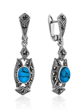 Chic Silver Turquoise Dangle Earrings The Lace, image 