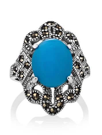 Vintage Style Silver Turquoise Ring The Lace, Ring Size: 6.5 / 17, image , picture 4