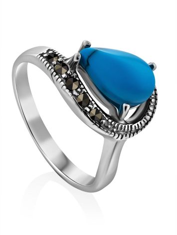 Chic Silver Turquoise Ring The Lace, Ring Size: 7 / 17.5, image 
