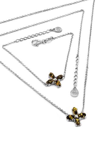 Chic Cross Motif Silver Amber Necklace The Supreme, Length: 49, image , picture 4